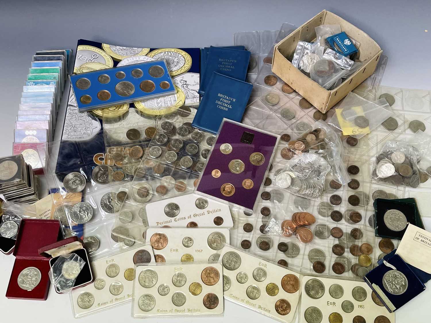 Modern UK Coinage. Box containing a quantity of modern crowns from 1951, various year sets including