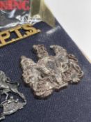 Corps - 1 & WRAC. A display card containing cap badges, collar dogs, shoulder titles and buttons.