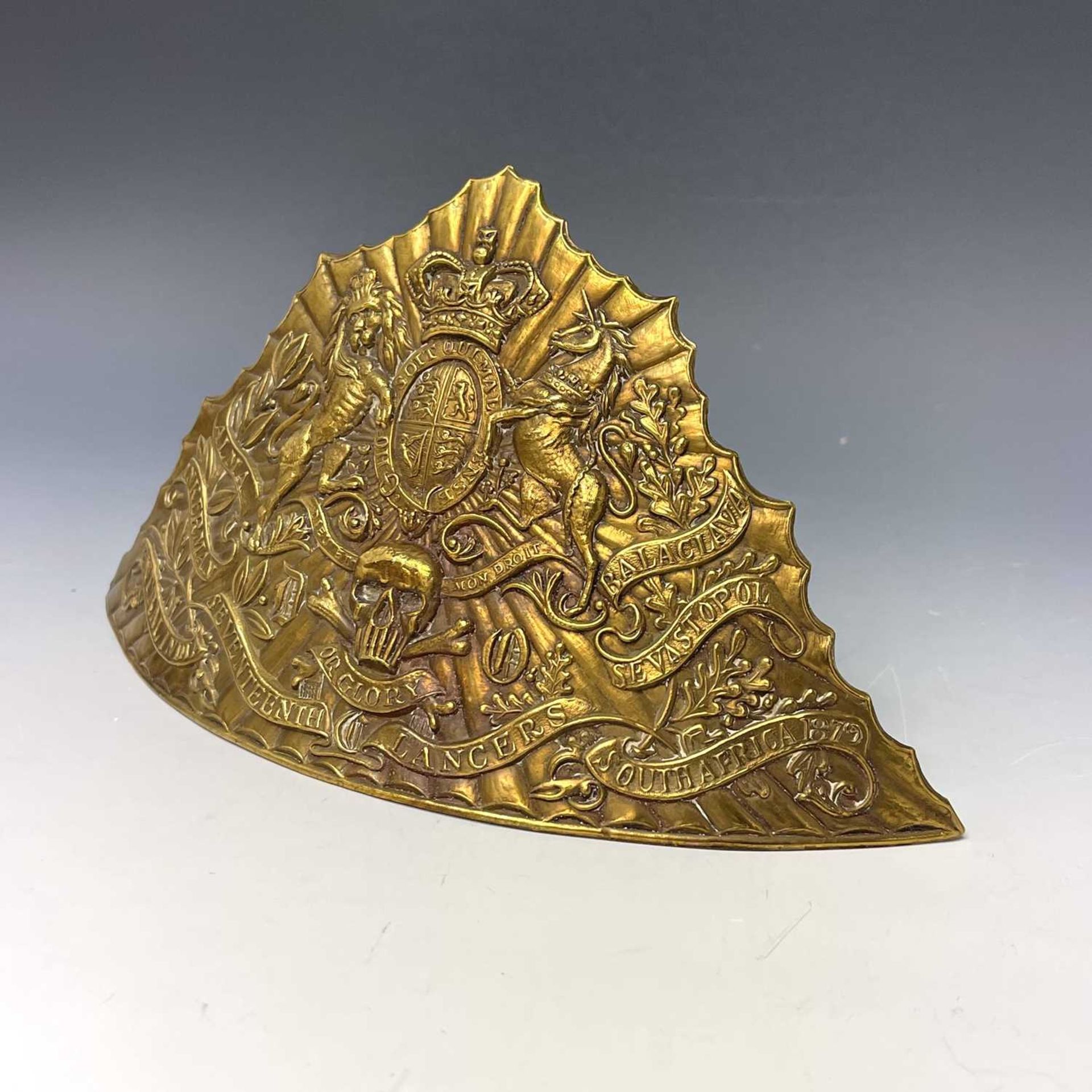 Victorian 17th Lancers Lancer-Cap (CZAPSKA) Plate. A fine Victorian brass cap plate. Condition: - Image 2 of 5