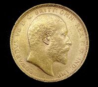 Great Britain Gold Sovereign 1908 NEF Edward VII. Melbourne Mint mark Condition: please request a