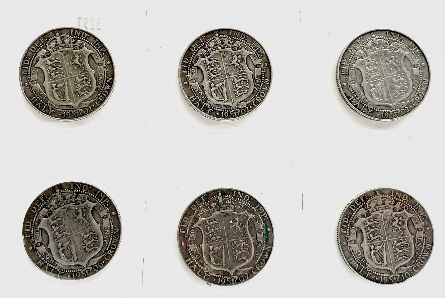 Great Britain King Edward VII Halfcrowns (x6) Comprising: 1902 (x3), 1906 (x1), 1909 (x1), 1910 (x1) - Image 2 of 2