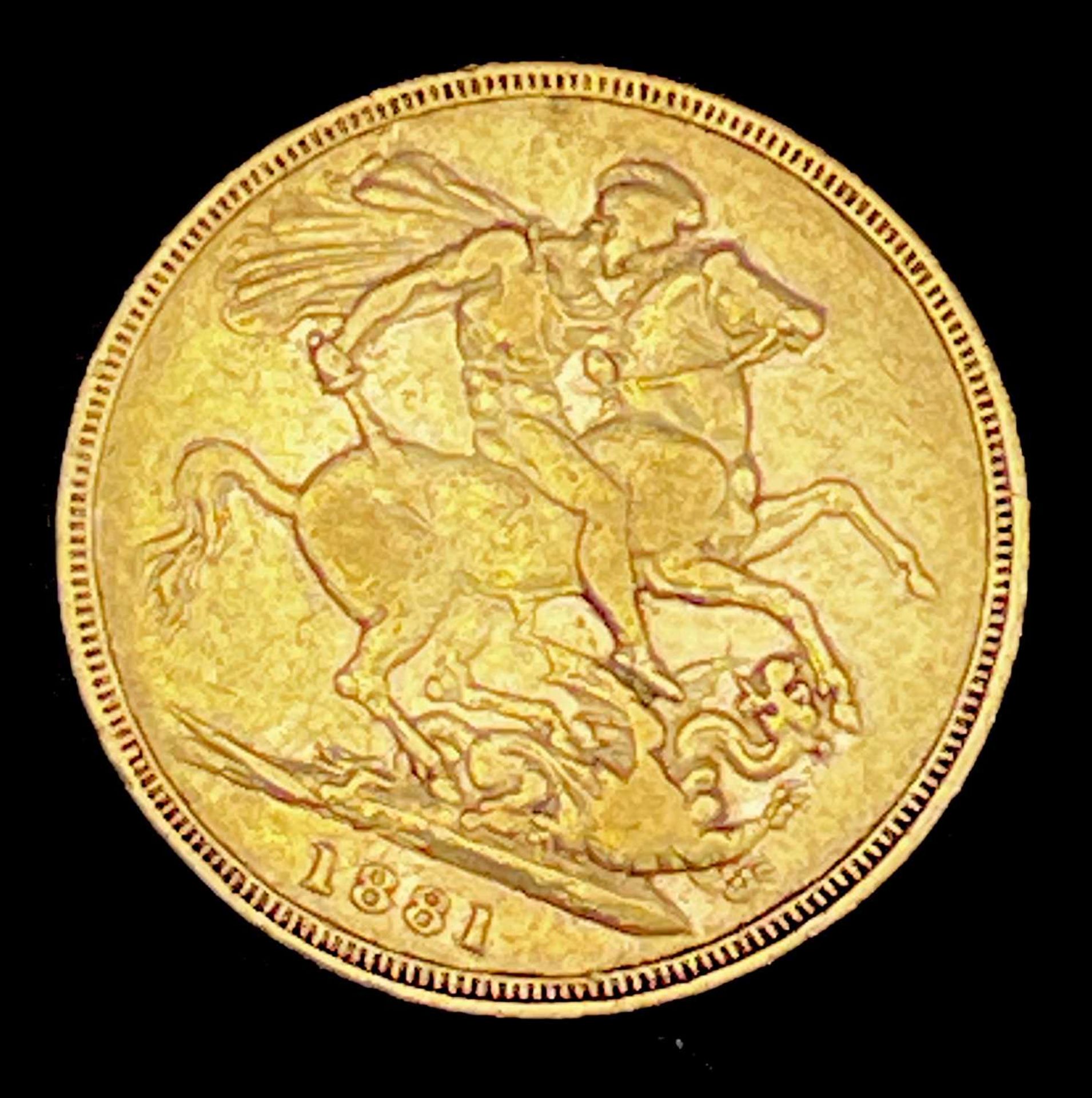 Great Britain Gold Sovereign 1881 George & Dragon Additional Information: Melbourne mint mark is