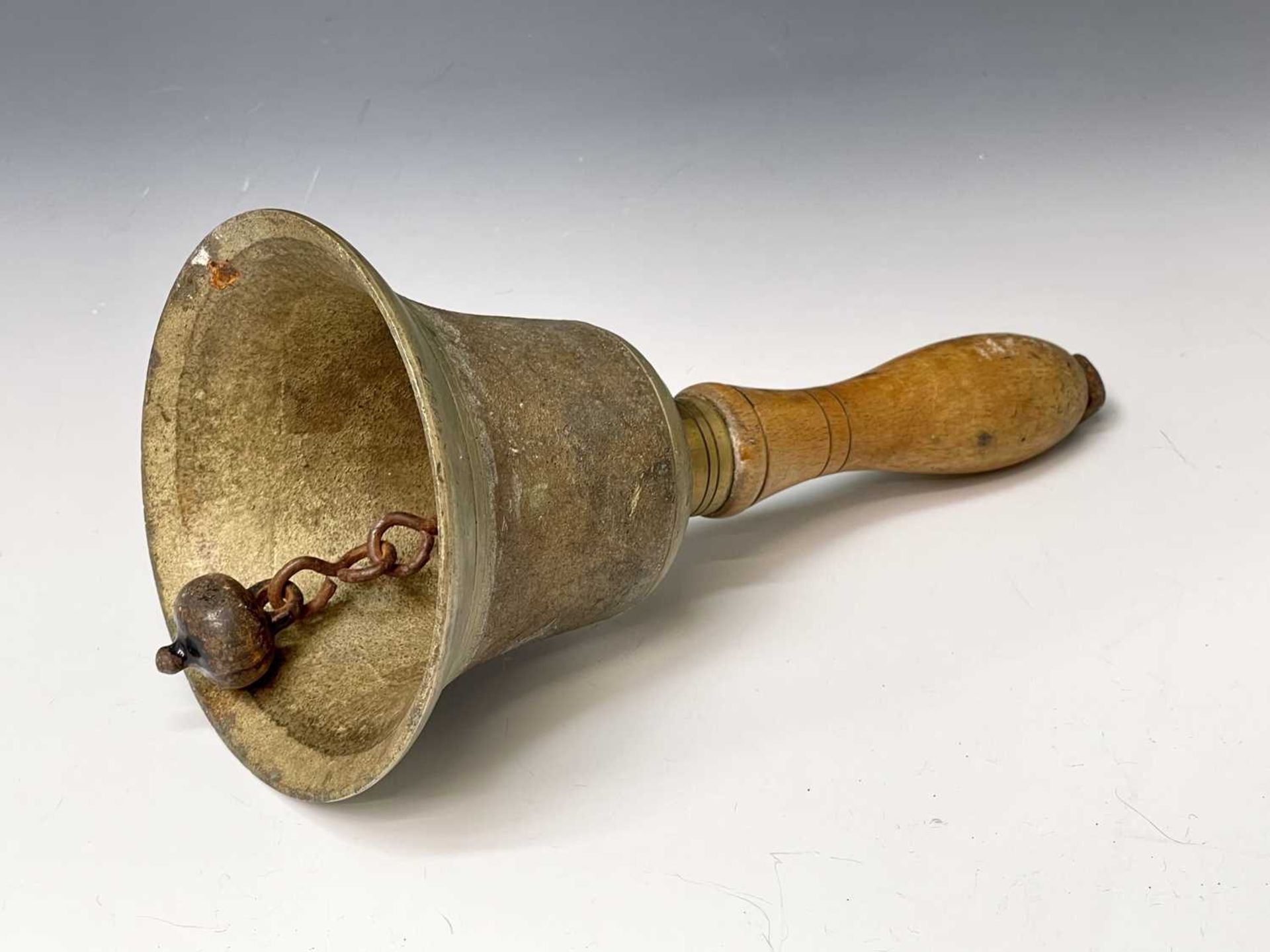 World War Two Air Raid Patrol Hand Bell. A wooden handled brass bell height 10". Condition: please - Image 3 of 4