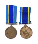 South Africa Police 75th Anniversary Medal (x2). A bronze 1913-1988 75th anniversary medal awarded