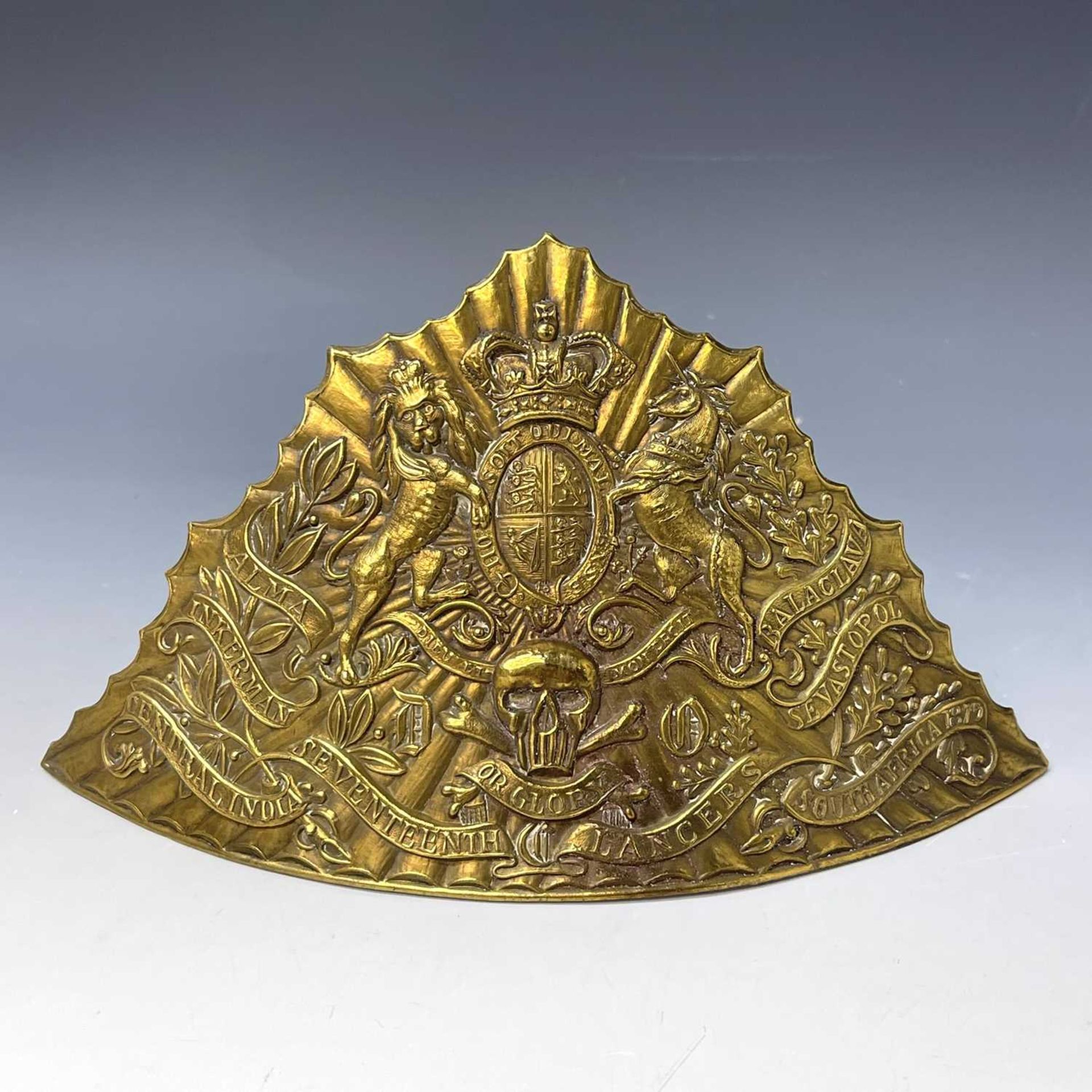 Victorian 17th Lancers Lancer-Cap (CZAPSKA) Plate. A fine Victorian brass cap plate. Condition: