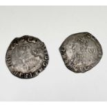 Charles I 6d (x2) 1634-5, mm Bell, F, clipped; 1636-8, mm Tun, F. Condition: please request a