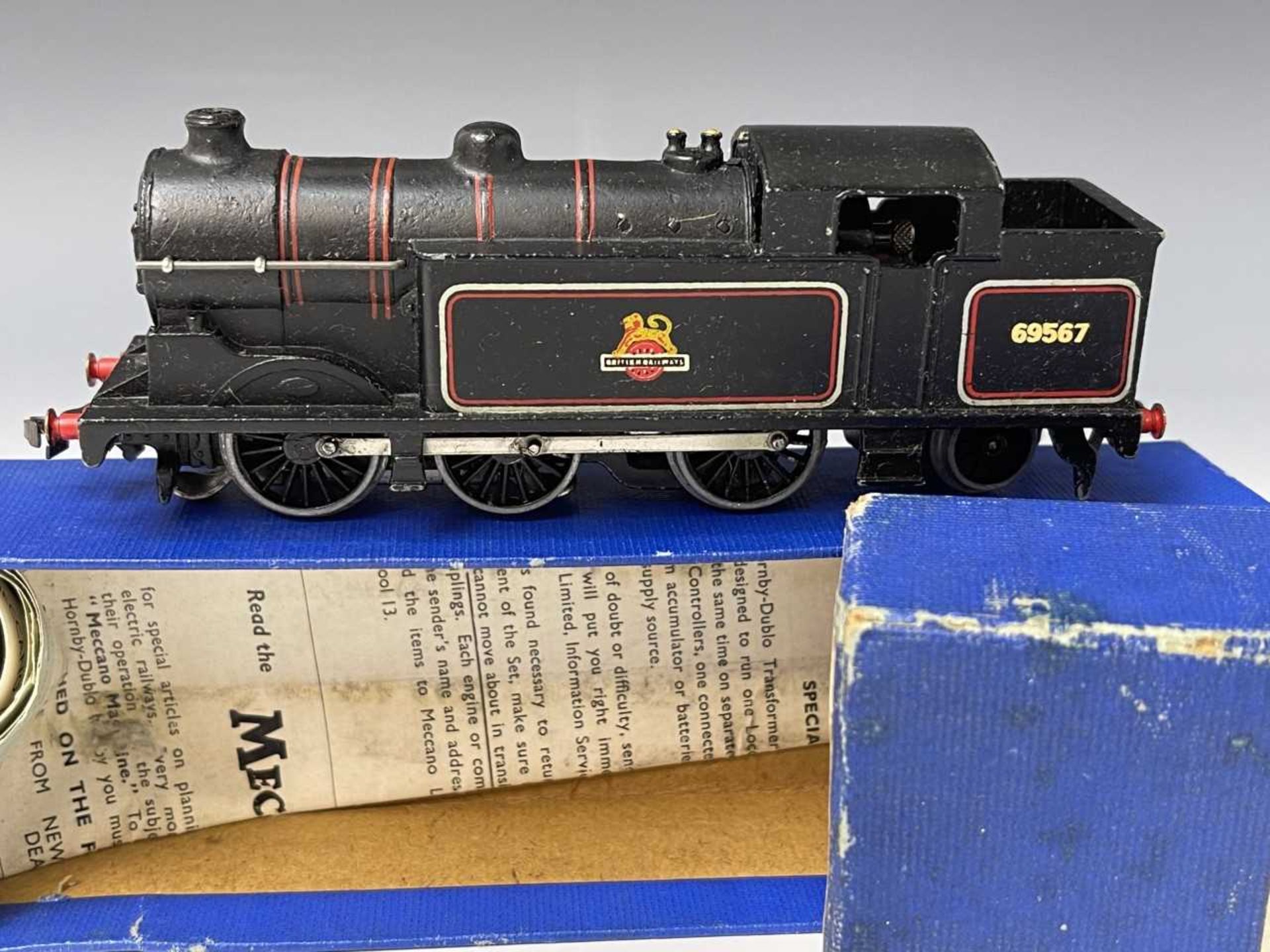 Hornby Dublo 3 Rail N2 0-6-2T Tank Engine Model no. EDL17. A boxed black middle period British - Image 2 of 3