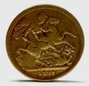 Great Britain Gold Sovereign 1821 George IV - worn but legible Condition: please request a condition