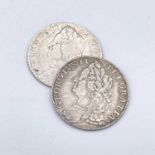 George II Shillings x 2. 1750 Plain VF, 1758 Plain F. Condition: please request a condition report