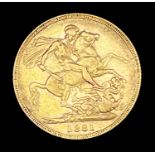Great Britain Gold Sovereign 1881 George & Dragon Additional Information: Sydney mint mark is