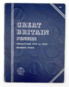 Great Britain Pennies Queen Victoria 1860 to 1894 plus 1902 to 1929 Whitman Folder. Lot comprises 30