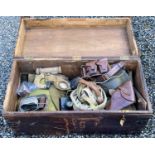 Military Trunk and contents. A Military Trunk (35" x 18" x 12") formerly the property of R. Whittock