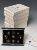 UK Royal Mint proof coin sets. 1983 - 1990 all in boxes of issue. 8 in total. Condition: please