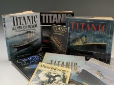 Titanic Sinking Interest 1912 - A box containing 8 hardback and softback books/booklets including '