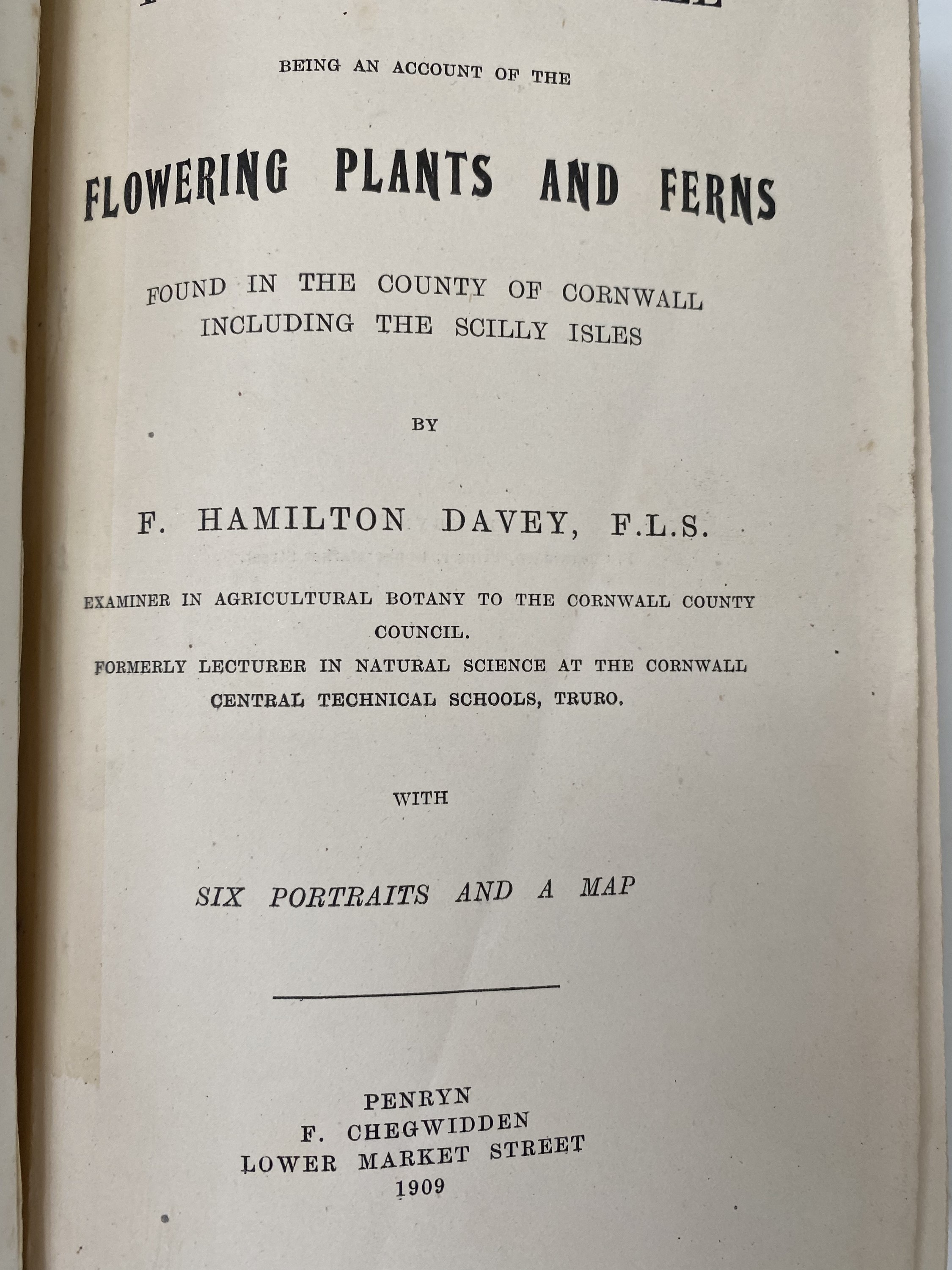 F. HAMILTON DAVEY. 'Flora of Cornwall Being an Account of the Flowering Plants and Ferns Found in - Image 2 of 7