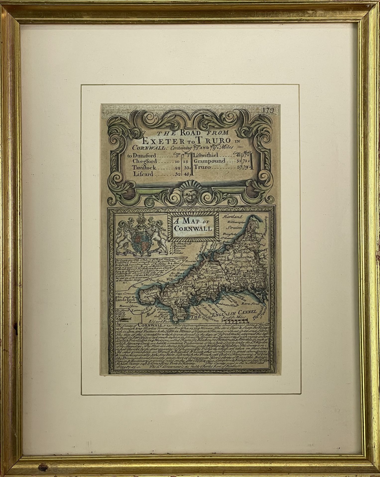 OWEN & BOWEN. 'The Road from Exeter to Truro showing Map of Cornwall.' Partially hand coloured, - Image 2 of 2