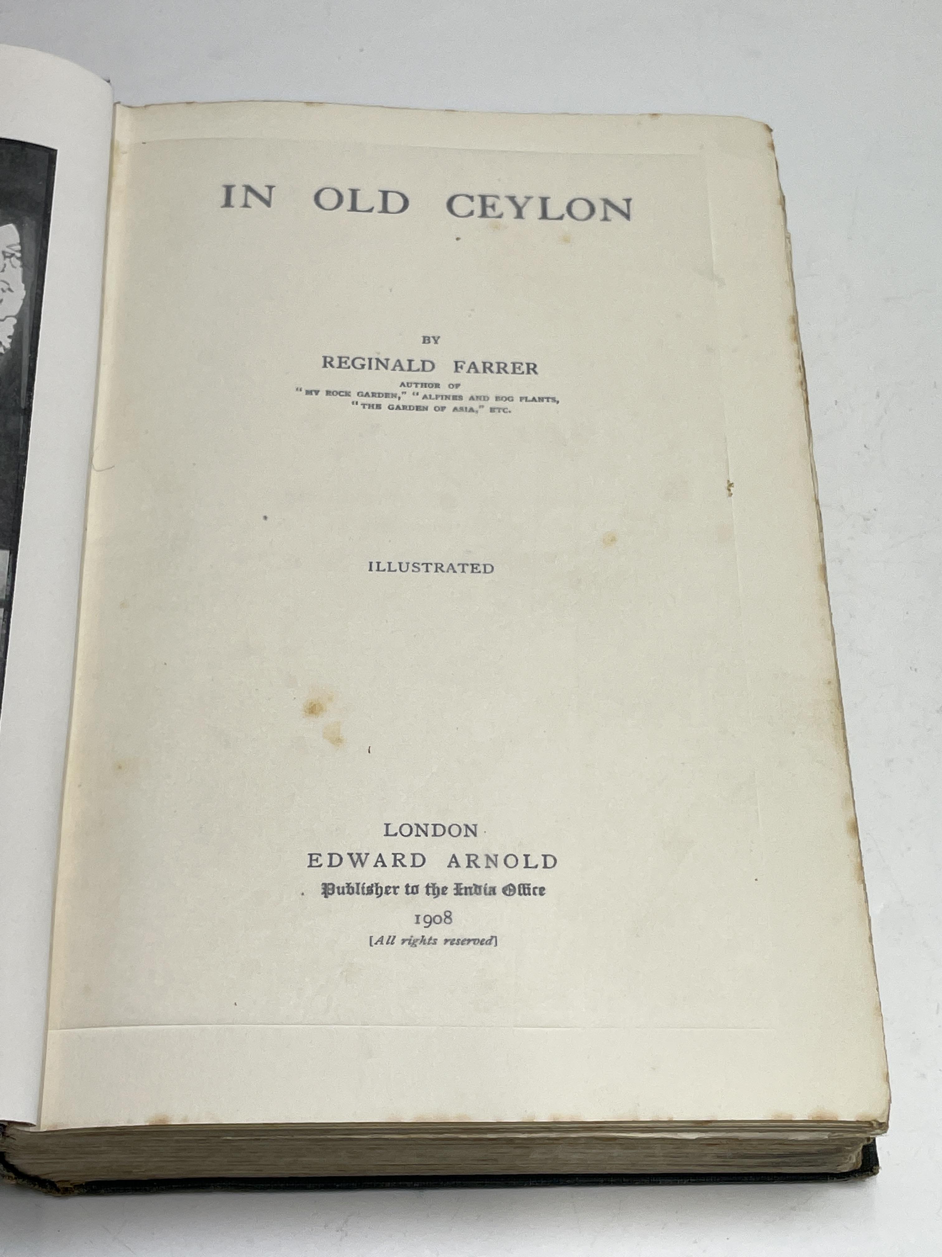 REGINALD FARRER. 'In Old Ceylon.' First edition, original decorative gilt cloth, leaves uncut with - Image 13 of 16