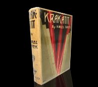 KAREL CAPEK. 'Krakatit.' First edition in English, original cloth, unclipped dj, slight tear and