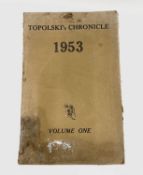 'Topolski's Chronicle 1953,' vol one, water damage and tide mark to cardboard case and first and