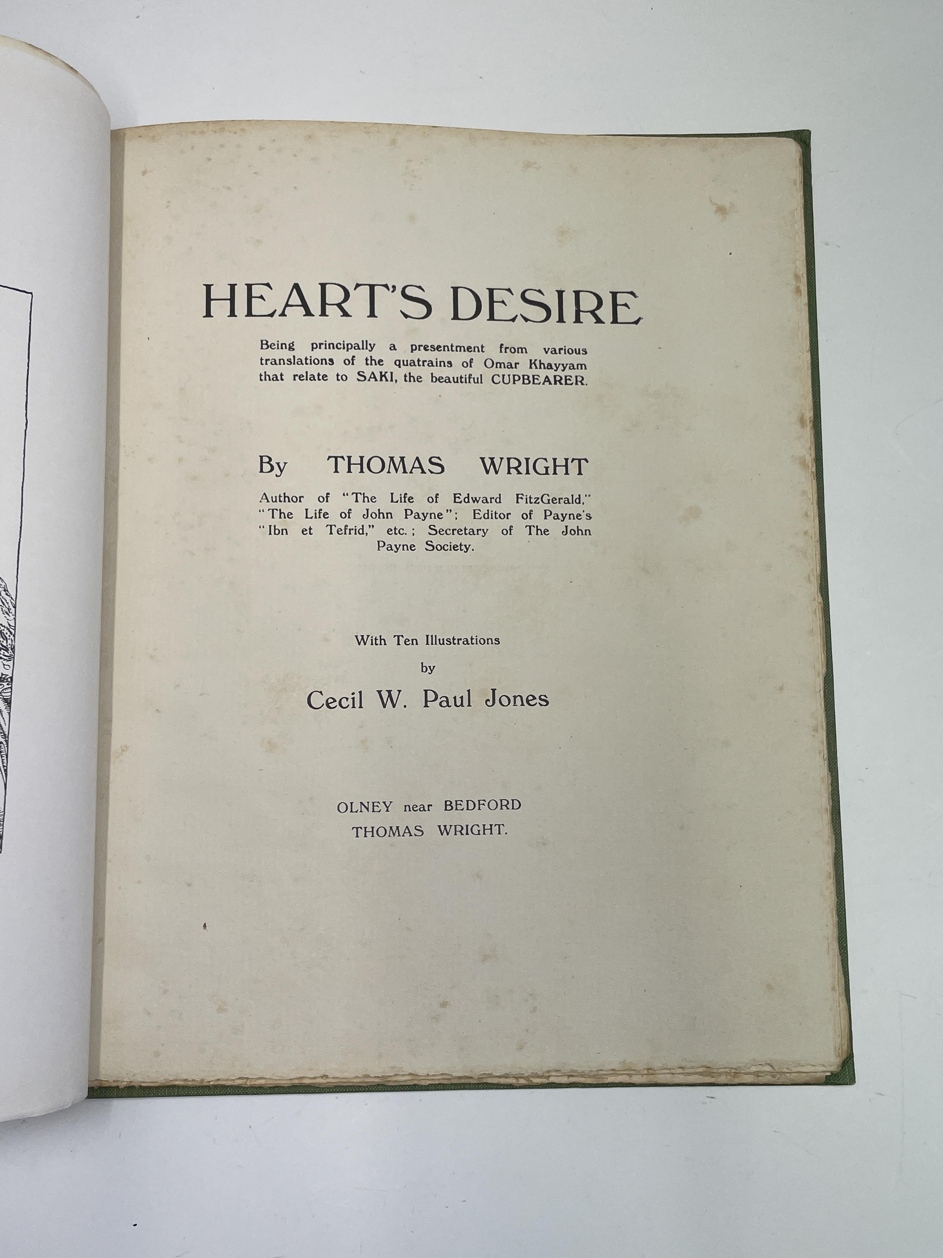 THOMAS WRIGHT. 'Heart's Desire, Being principally a presentment from various translations of the - Image 3 of 8
