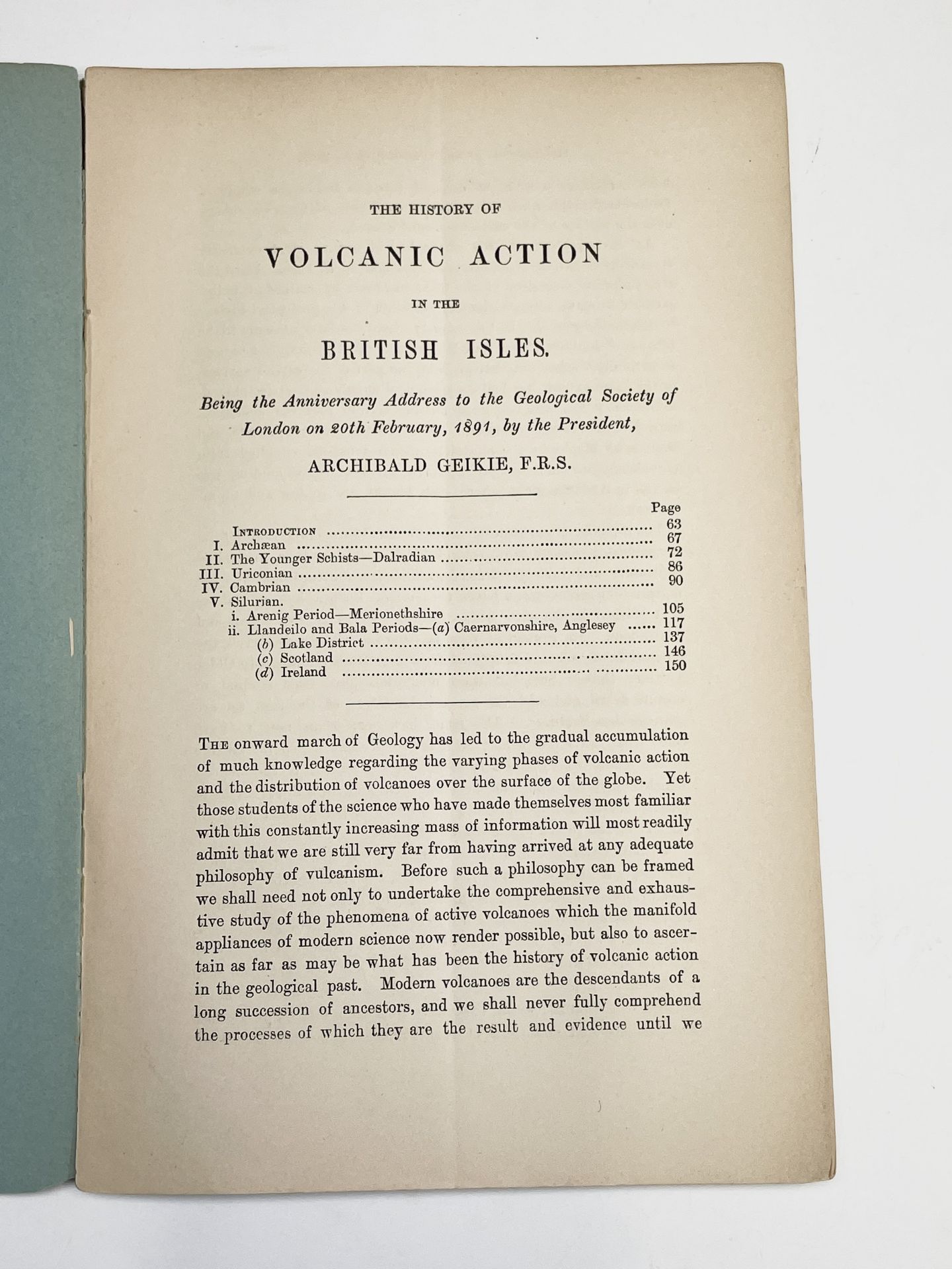 ARCHIBALD GEIKIE, F.R.S. President. The History of Volcanic Action in the Area of the British Isles, - Image 5 of 5