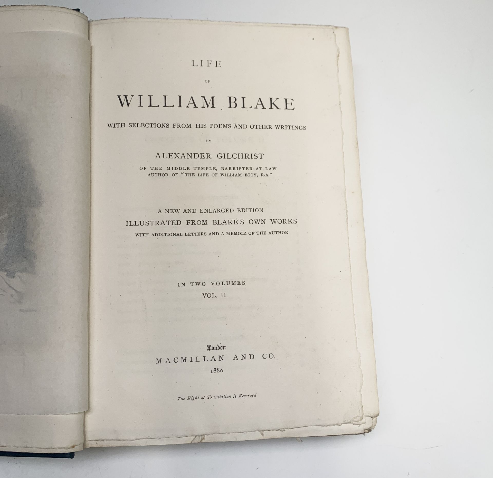 WILLIAM BLAKE. 'Life of William Blake....by Alexander Gilchrist'. New and enlarged 2nd Edition, 2 - Image 8 of 14