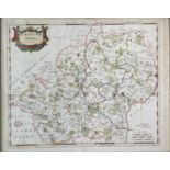 ROBERT MORDEN. 'Hertfordshire.' Partially hand coloured, engraved map, folds, good to very good,