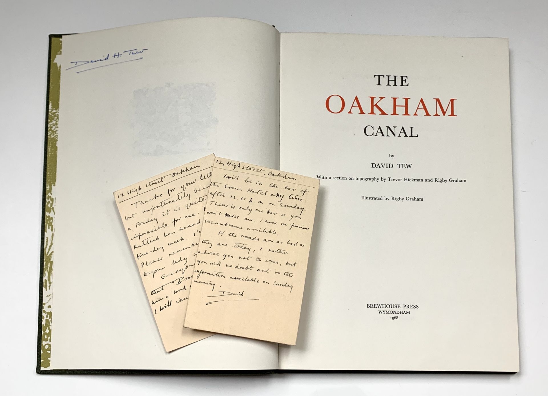 DAVID TEW. 'The Oakham Canal.' Signed author, ltd edn, Illustrated by Rigby Graham, Two postcards - Image 7 of 12