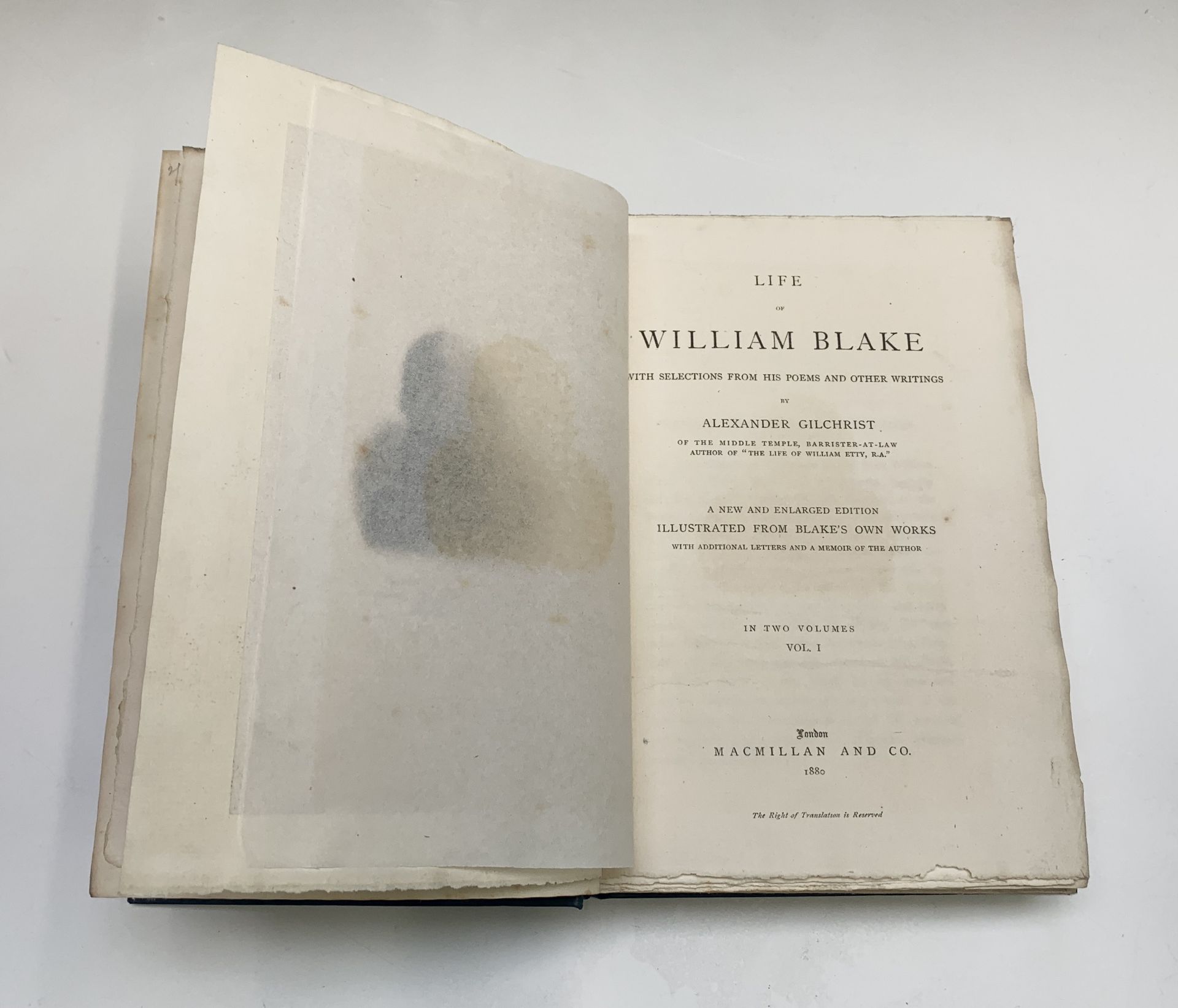 WILLIAM BLAKE. 'Life of William Blake....by Alexander Gilchrist'. New and enlarged 2nd Edition, 2 - Image 13 of 14