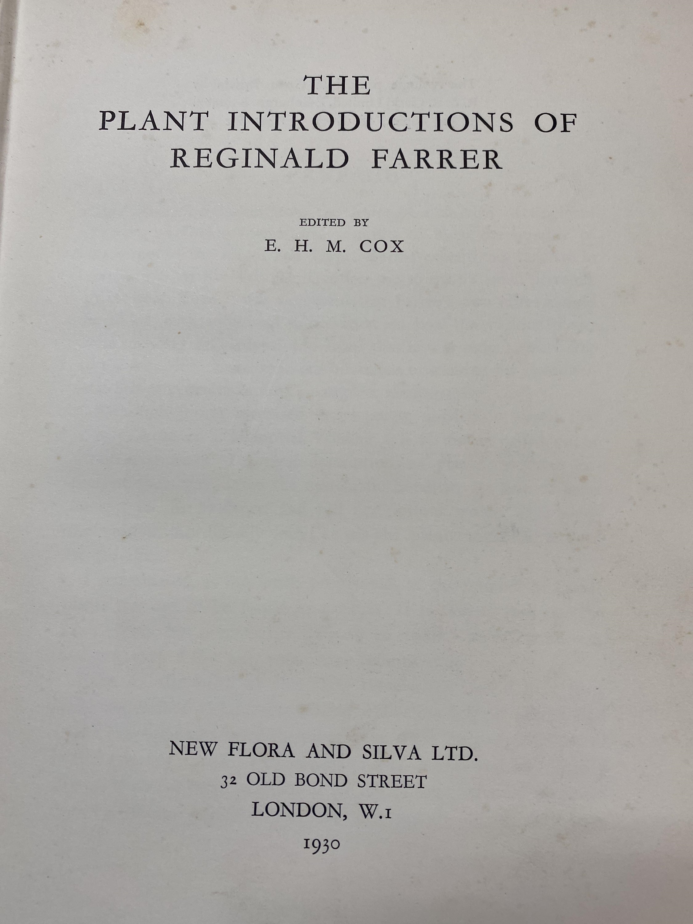 E. H. M. COX. 'The Plant Introductions of Reginald Farrer'. First Edition, signed letter of - Image 5 of 5