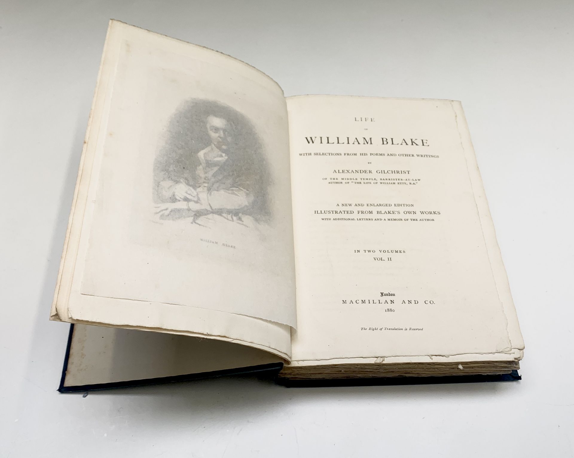 WILLIAM BLAKE. 'Life of William Blake....by Alexander Gilchrist'. New and enlarged 2nd Edition, 2 - Image 6 of 14