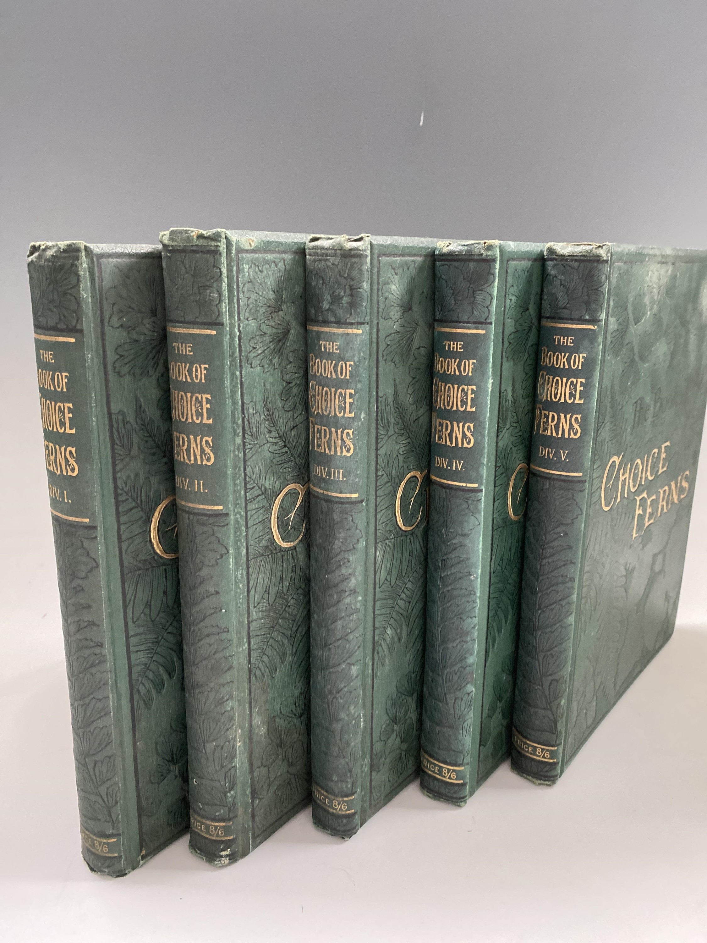 GEORGE SCHNEIDER. 'The Book of Choice Ferns.' Five vols, original pictorial cloth, rubbed ends to