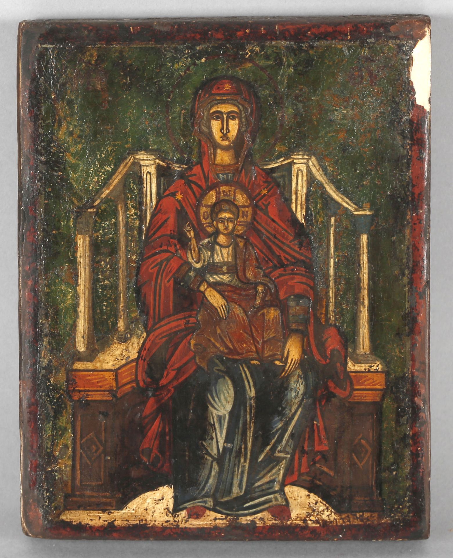 Thronende Madonna (Nikopoia) mit dem Jesusknaben, Ikone, Griechenland, 19. Jh.