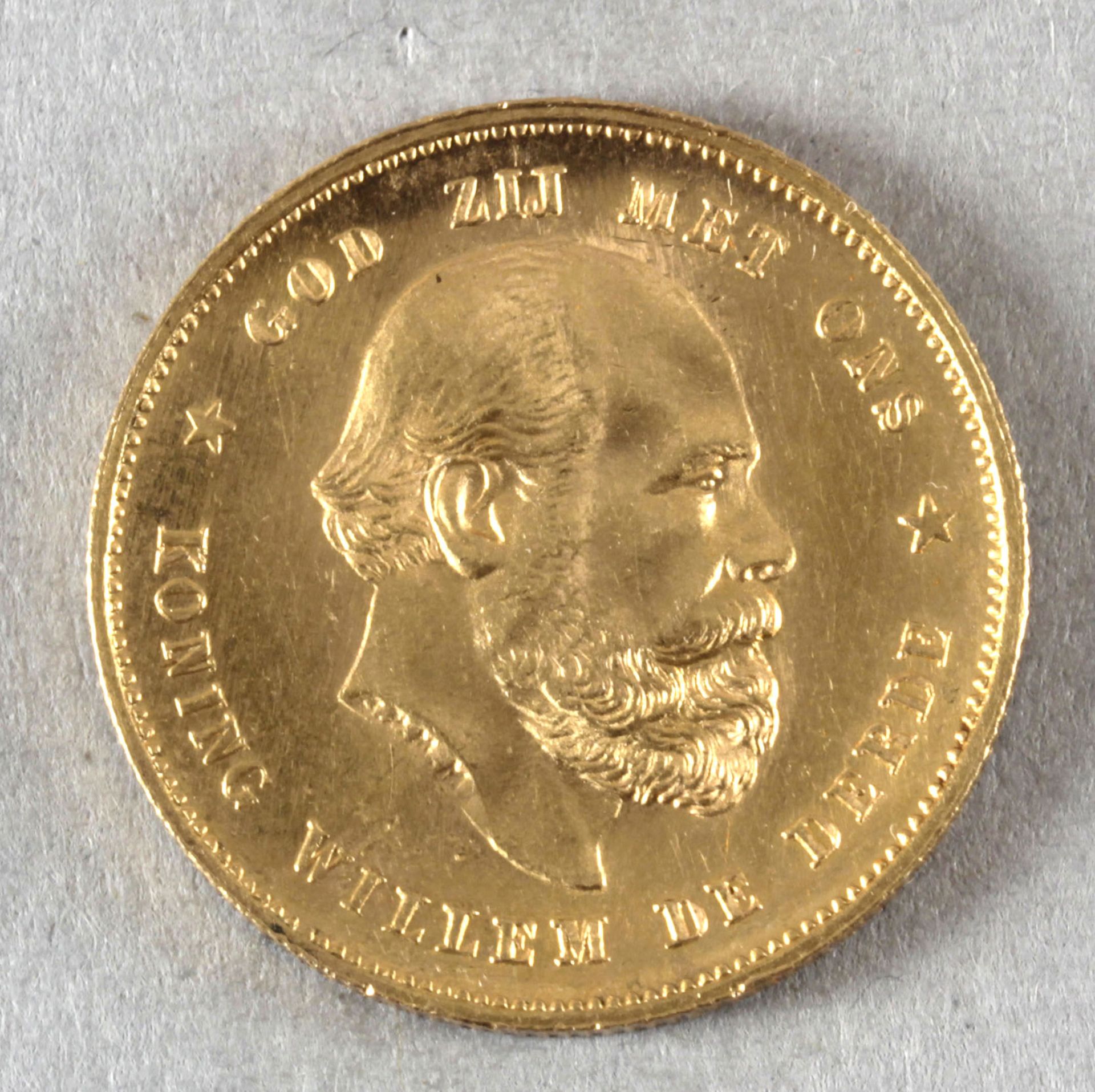 Goldmünze, 10 Gulden, Niederlande, 1879, Wilhelm III.