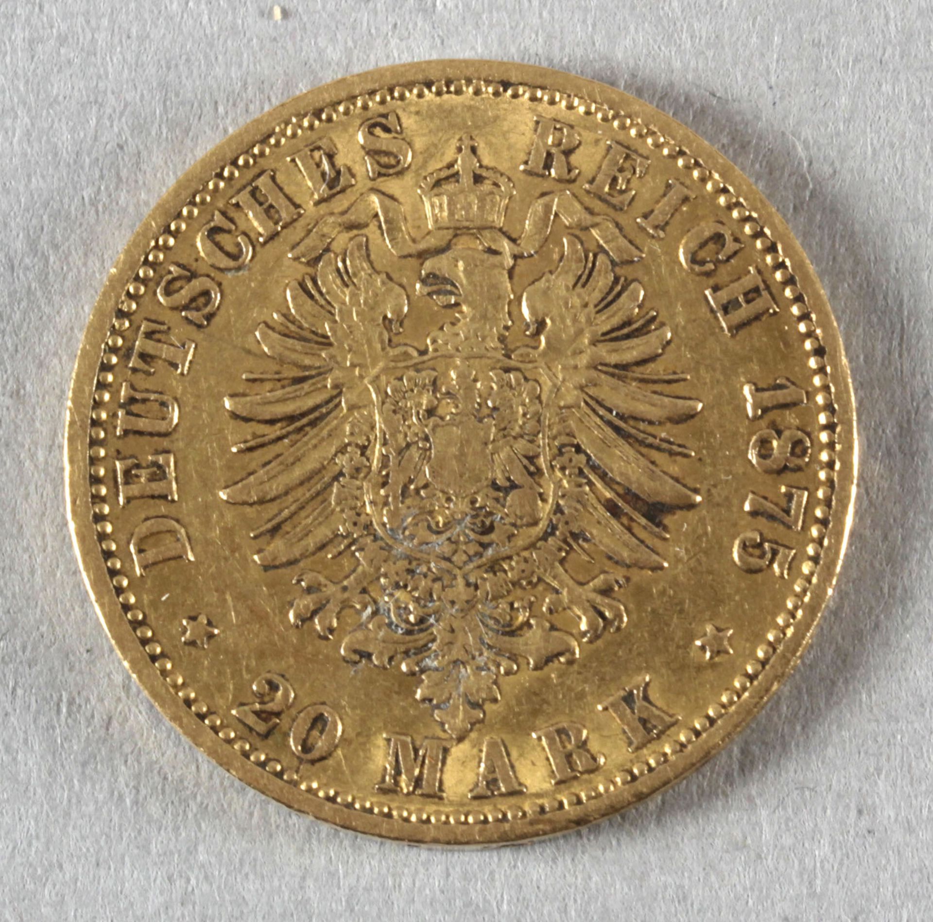 Goldmünze, 20 Mark, dt. Kaiserreich (Preußen), 1875 A, Wilhelm I. - Image 2 of 2