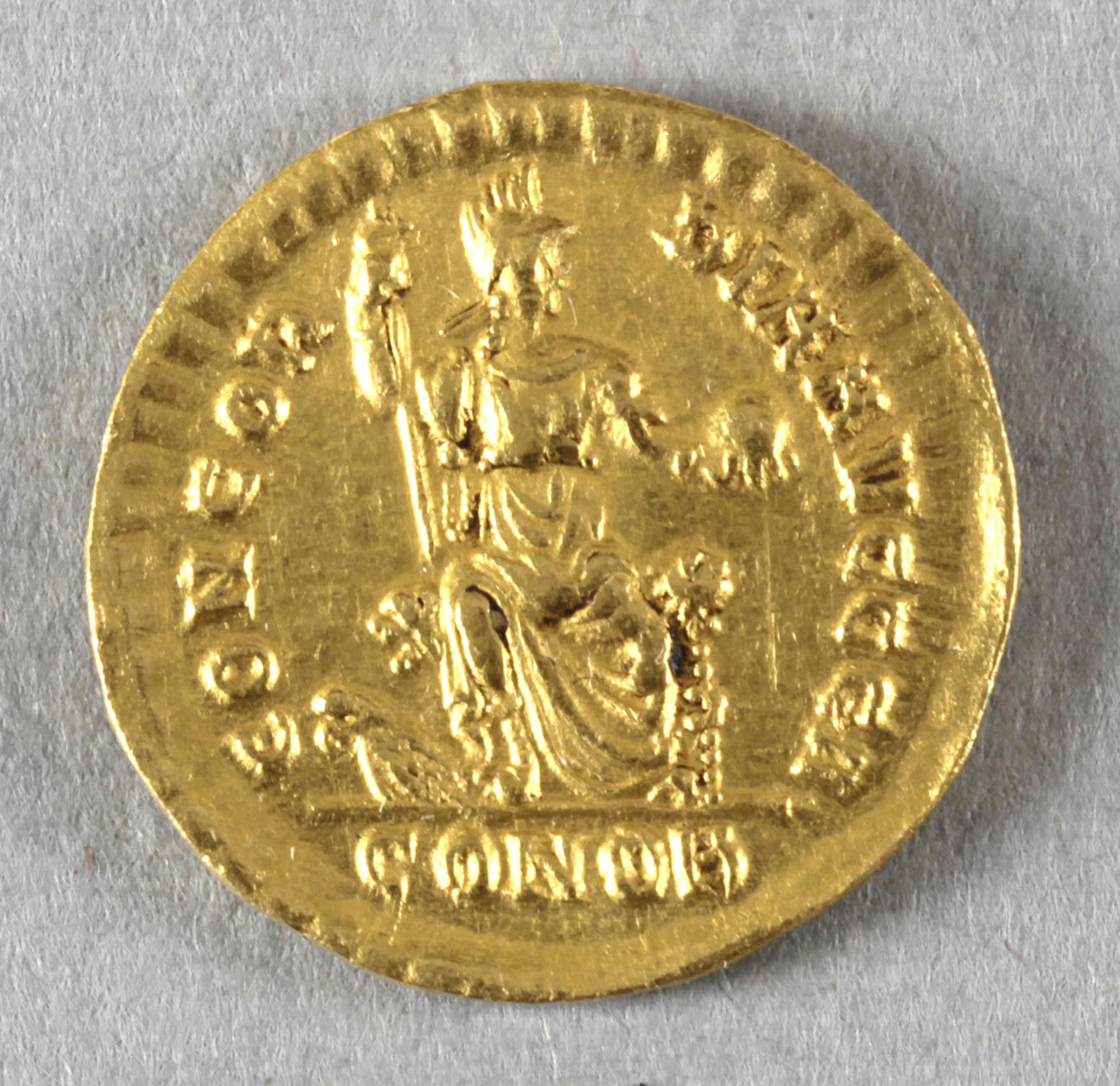 Antike römische Goldmünze (Solidus), Valentinianus II. - Image 2 of 2