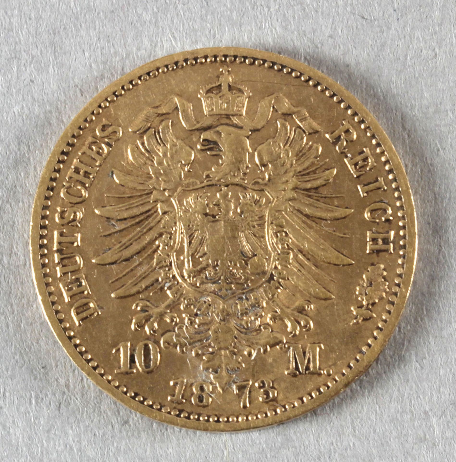 Goldmünze, 10 Mark, dt. Kaiserreich (Preußen), 1873 C, Wilhelm I. - Image 2 of 2