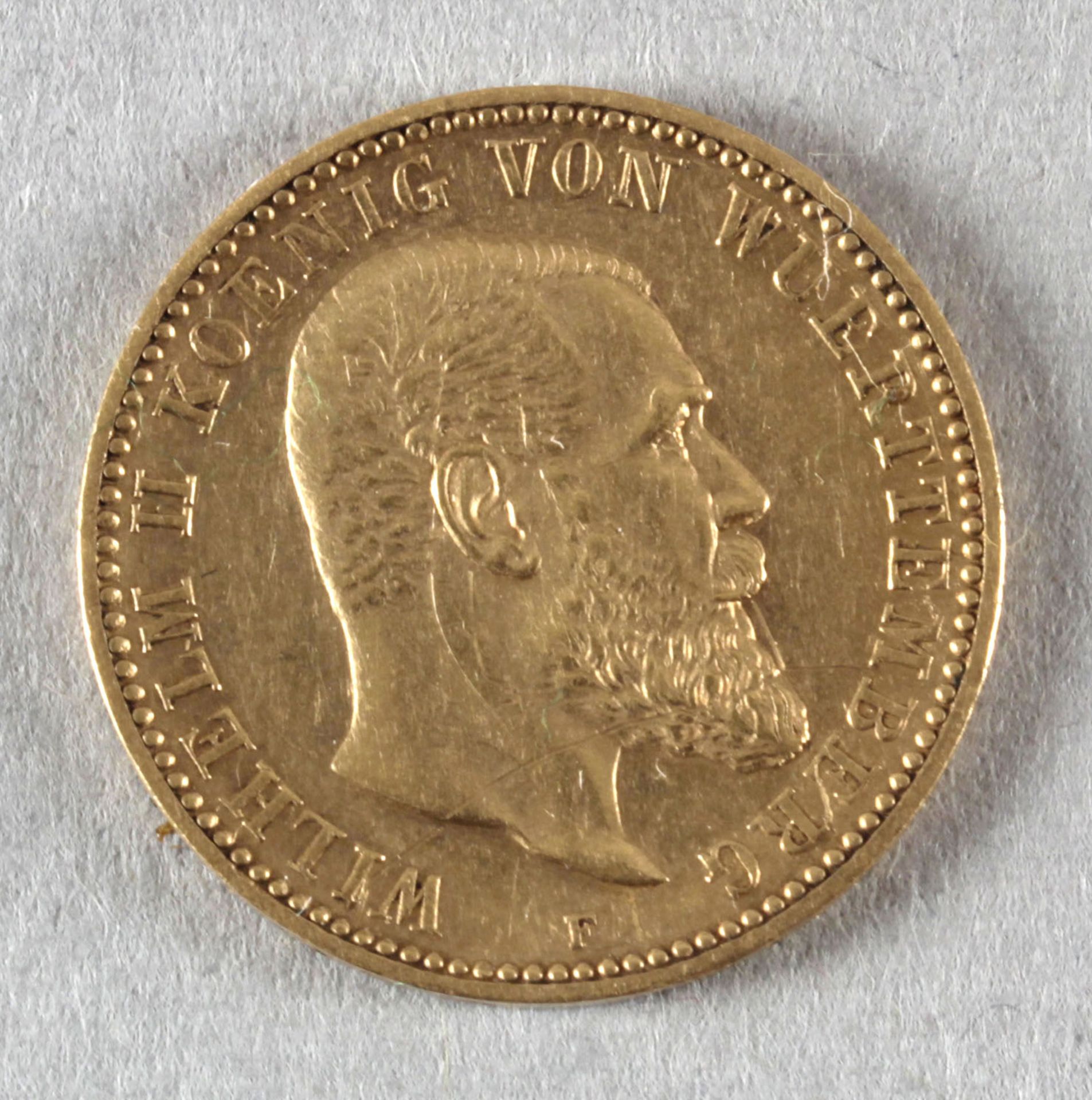 Goldmünze, 10 Mark, dt. Kaiserreich (Württemberg), 1893 F, Wilhelm II.