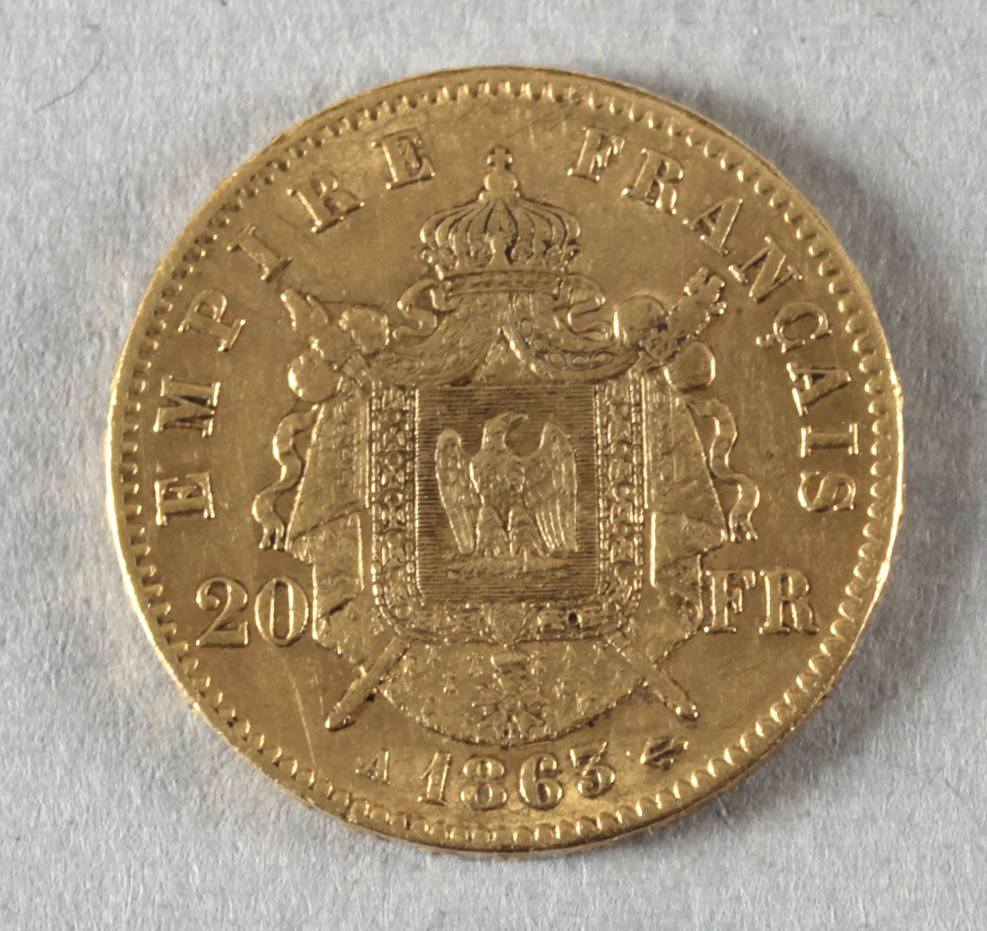 Goldmünze, 20 Francs, Frankreich, 1863 AA, Napoleon III. - Bild 2 aus 2