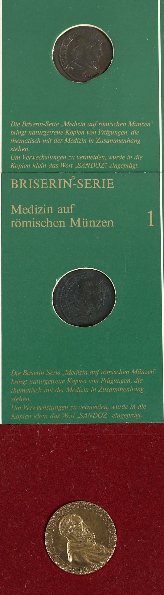 2 Bronzemünzen des Caracalla (198-217 v. Chr.), originalgetreue Kopien