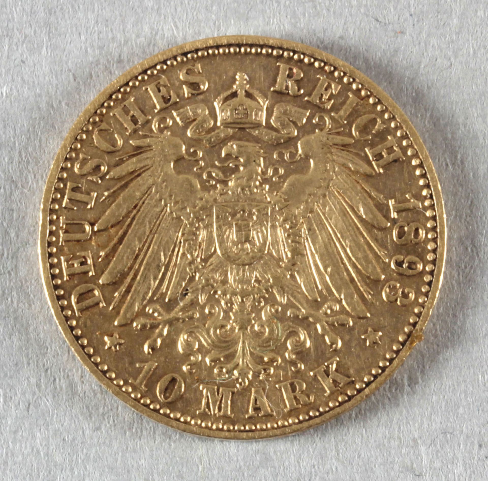 Goldmünze, 10 Mark, dt. Kaiserreich (Württemberg), 1893 F, Wilhelm II. - Image 2 of 2