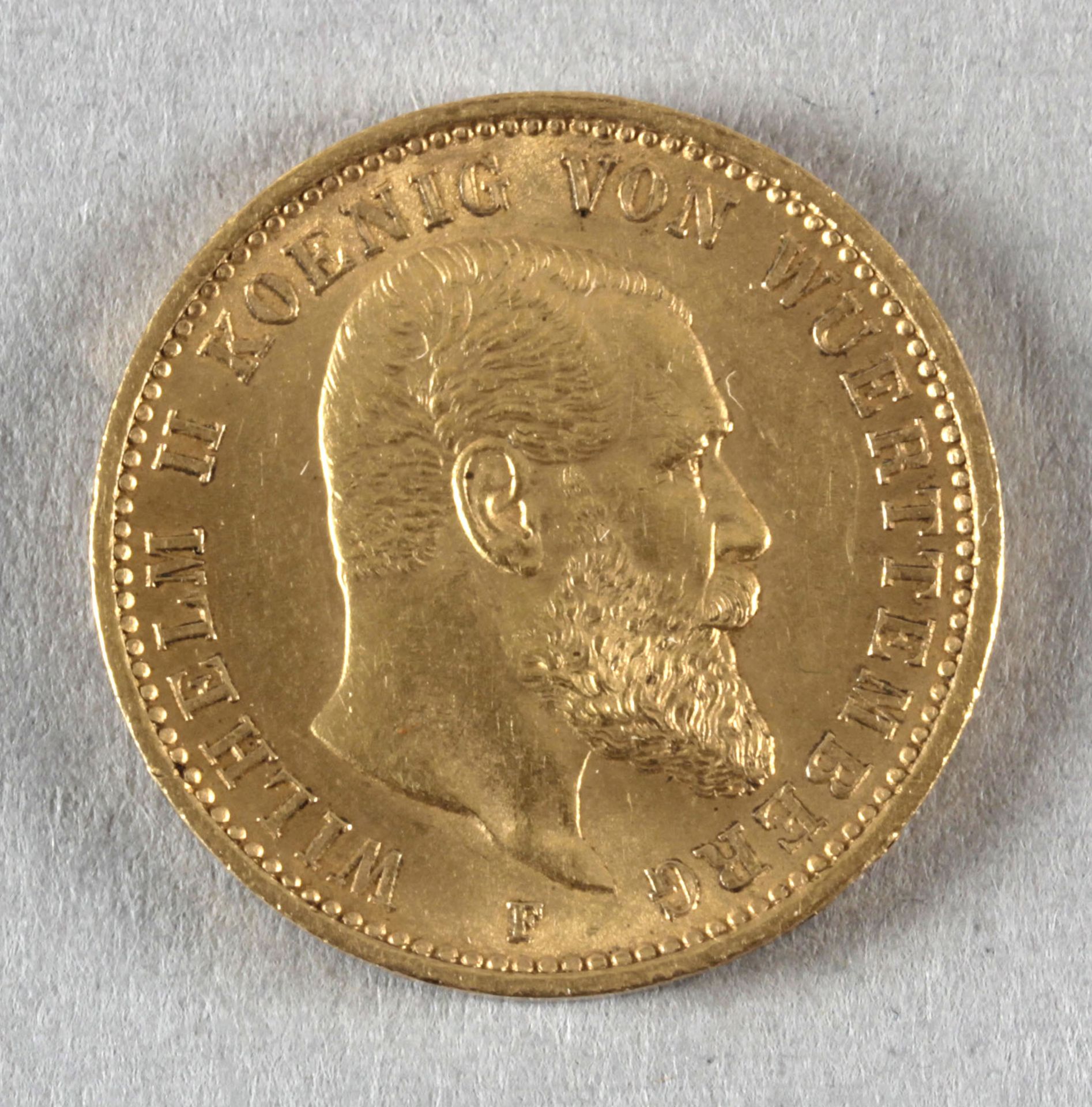 Goldmünze, 20 Mark, dt. Kaiserreich (Württemberg), 1905 F, Wilhelm II.