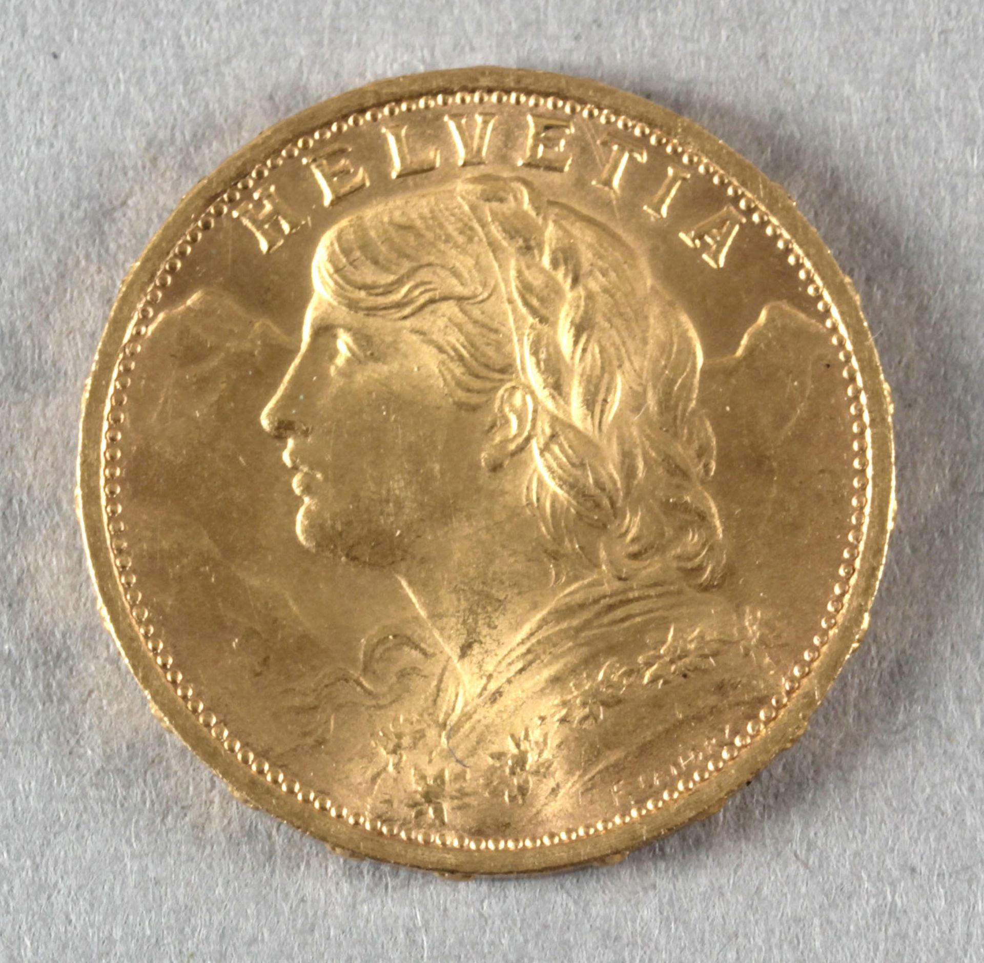 Goldmünze, 20 Franken, Schweiz, 1927, Vreneli
