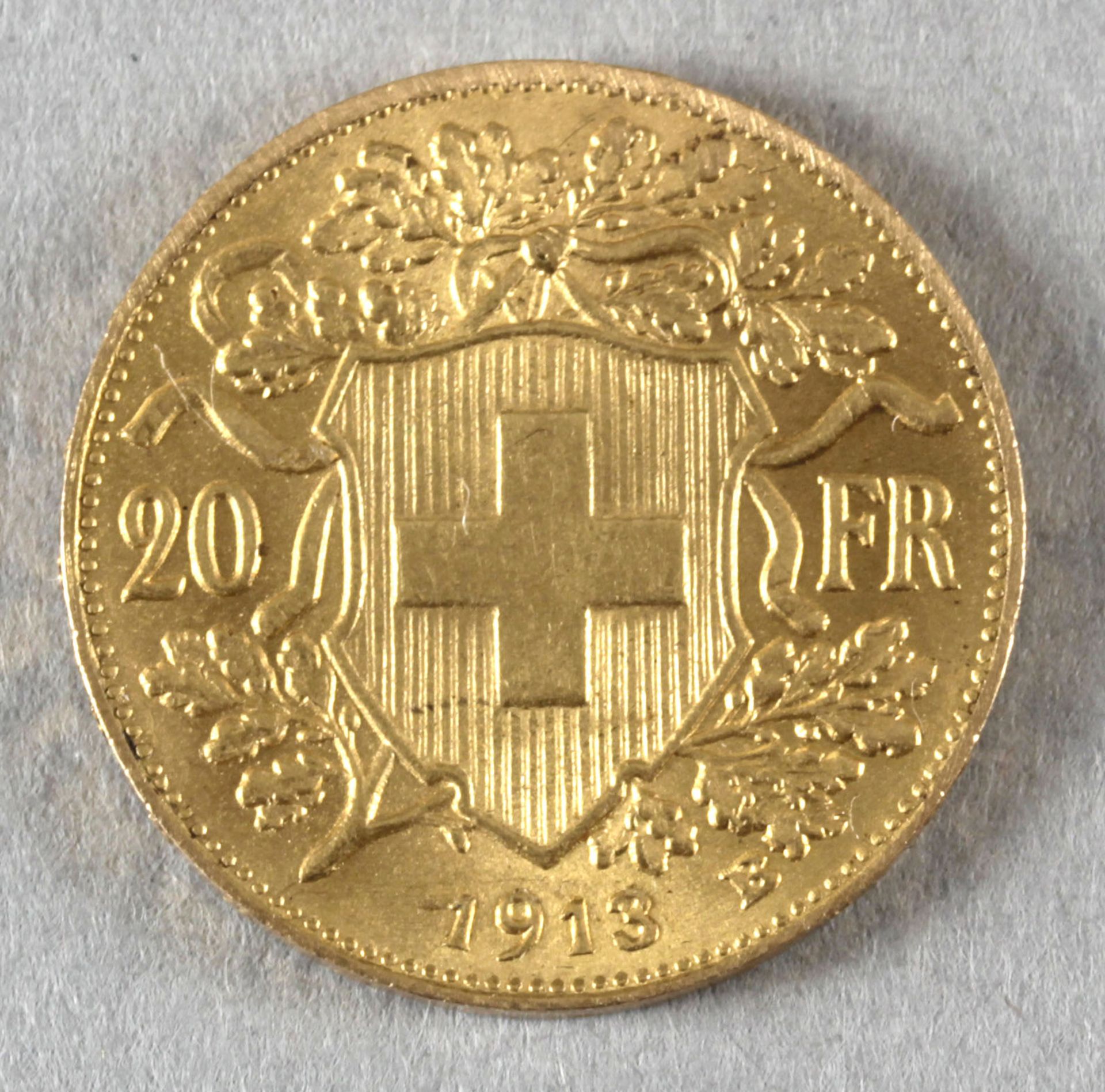 Goldmünze, 20 Franken, Schweiz, 1913, Vreneli - Bild 2 aus 2