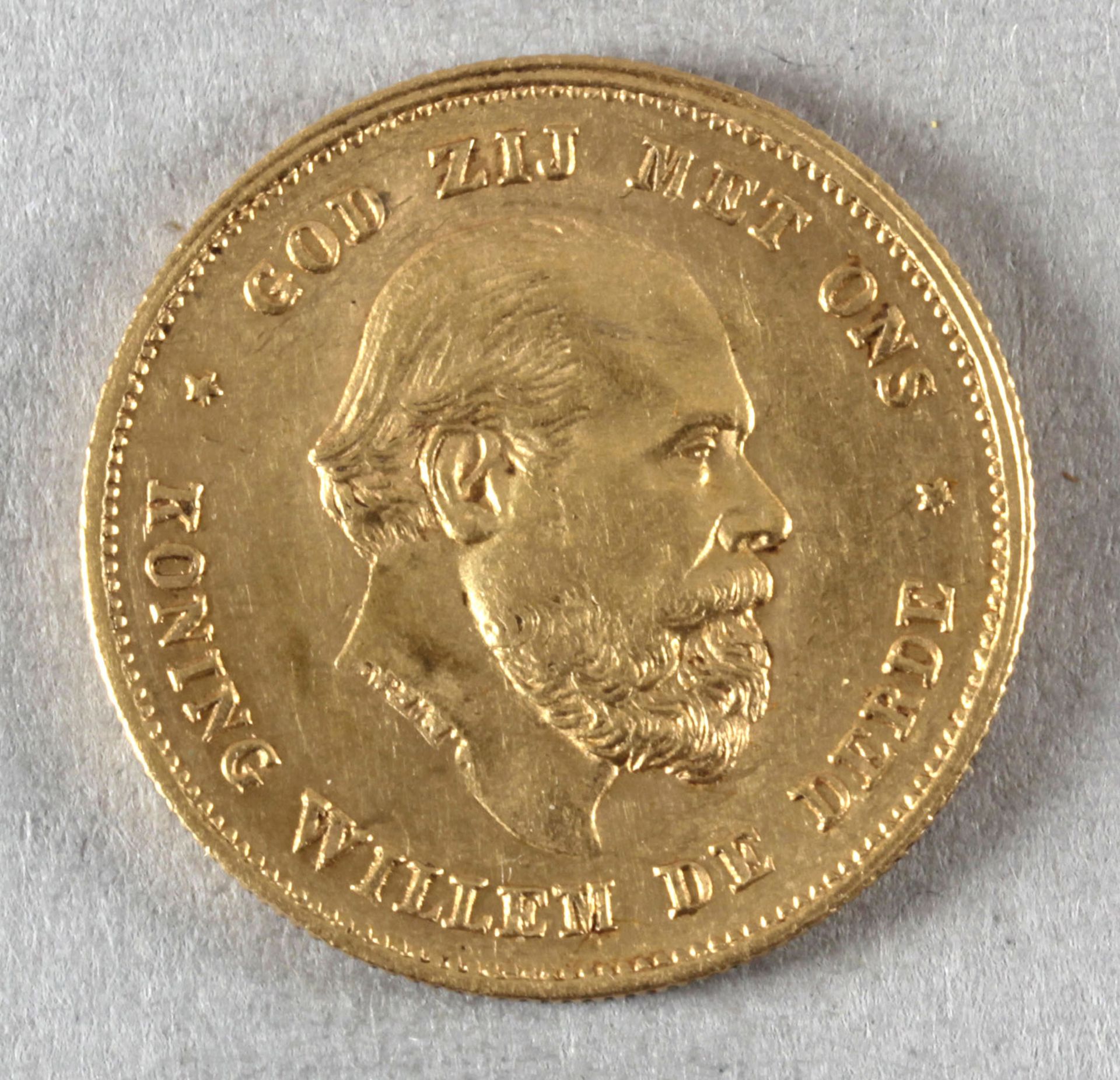 Goldmünze, 10 Gulden, Niederlande, 1875, Wilhelm III.