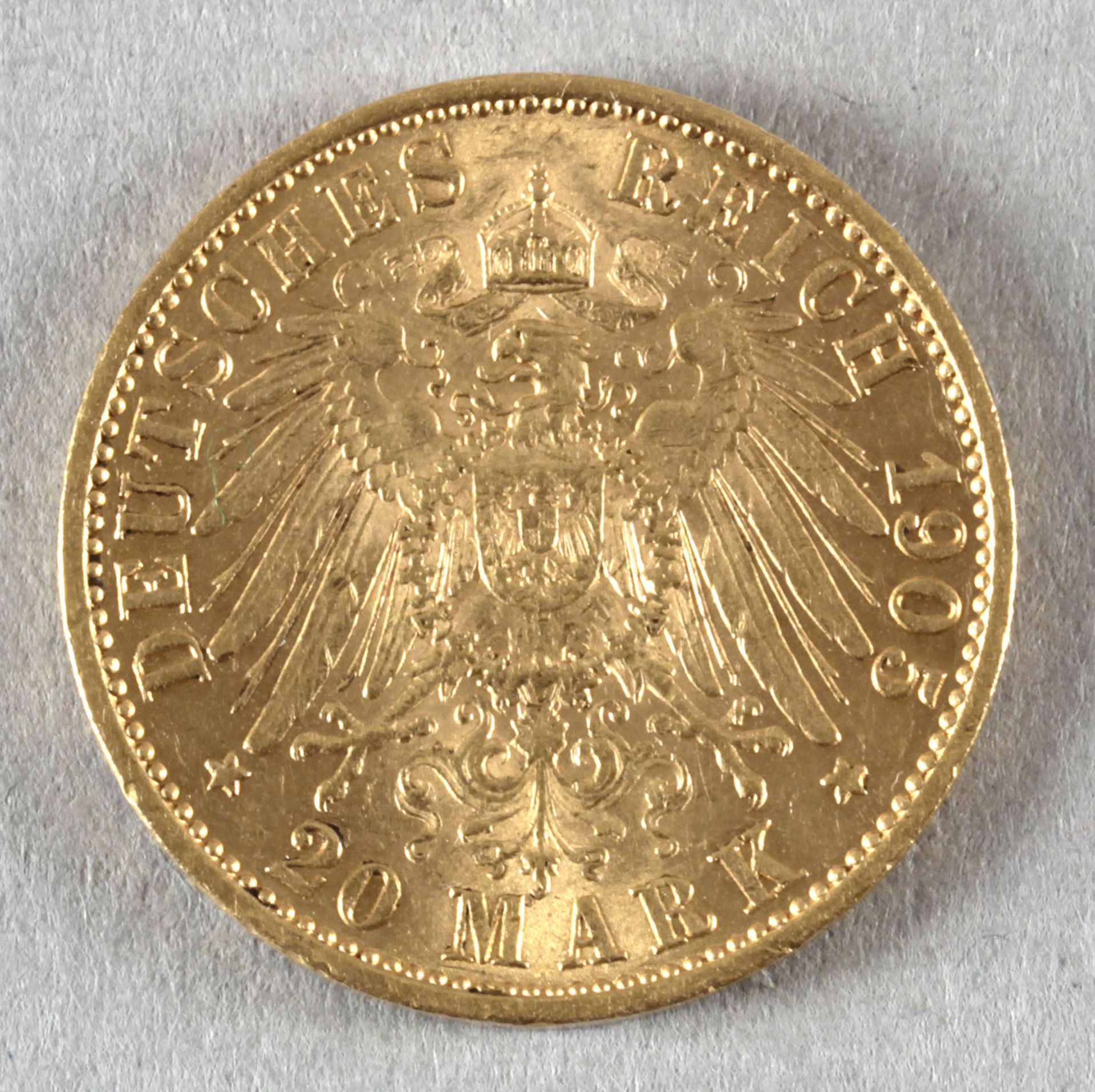 Goldmünze, 20 Mark, dt. Kaiserreich (Hessen), 1905 A, Ernst Ludwig - Image 2 of 2