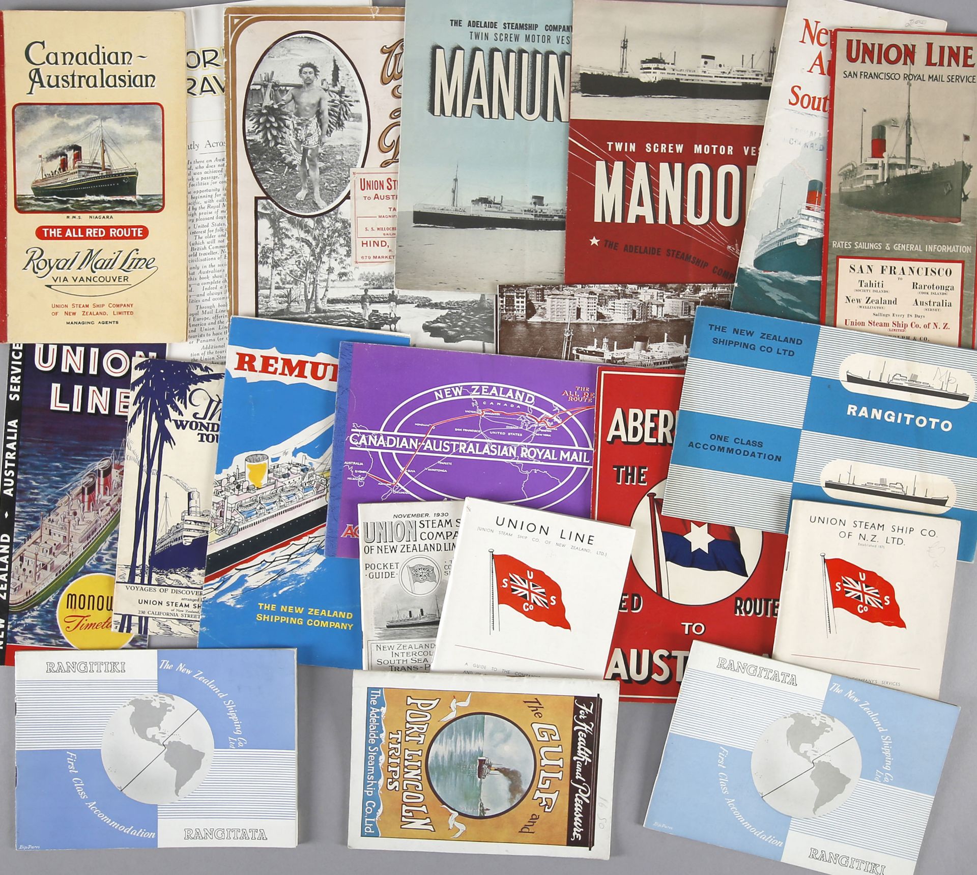 Konvolut 20 Veröffentlichungen neuseeländischer Reedereien