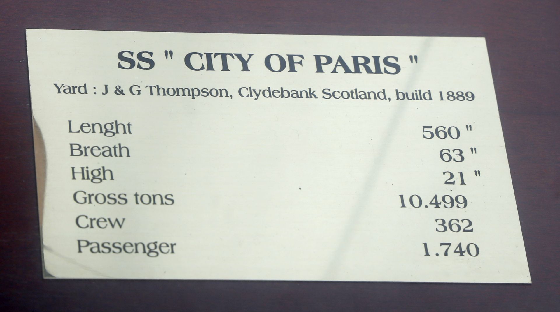 Schiffsmodell SS 'City of Paris' (Inman Line 1889), Maßstab 1:100 - Image 2 of 6