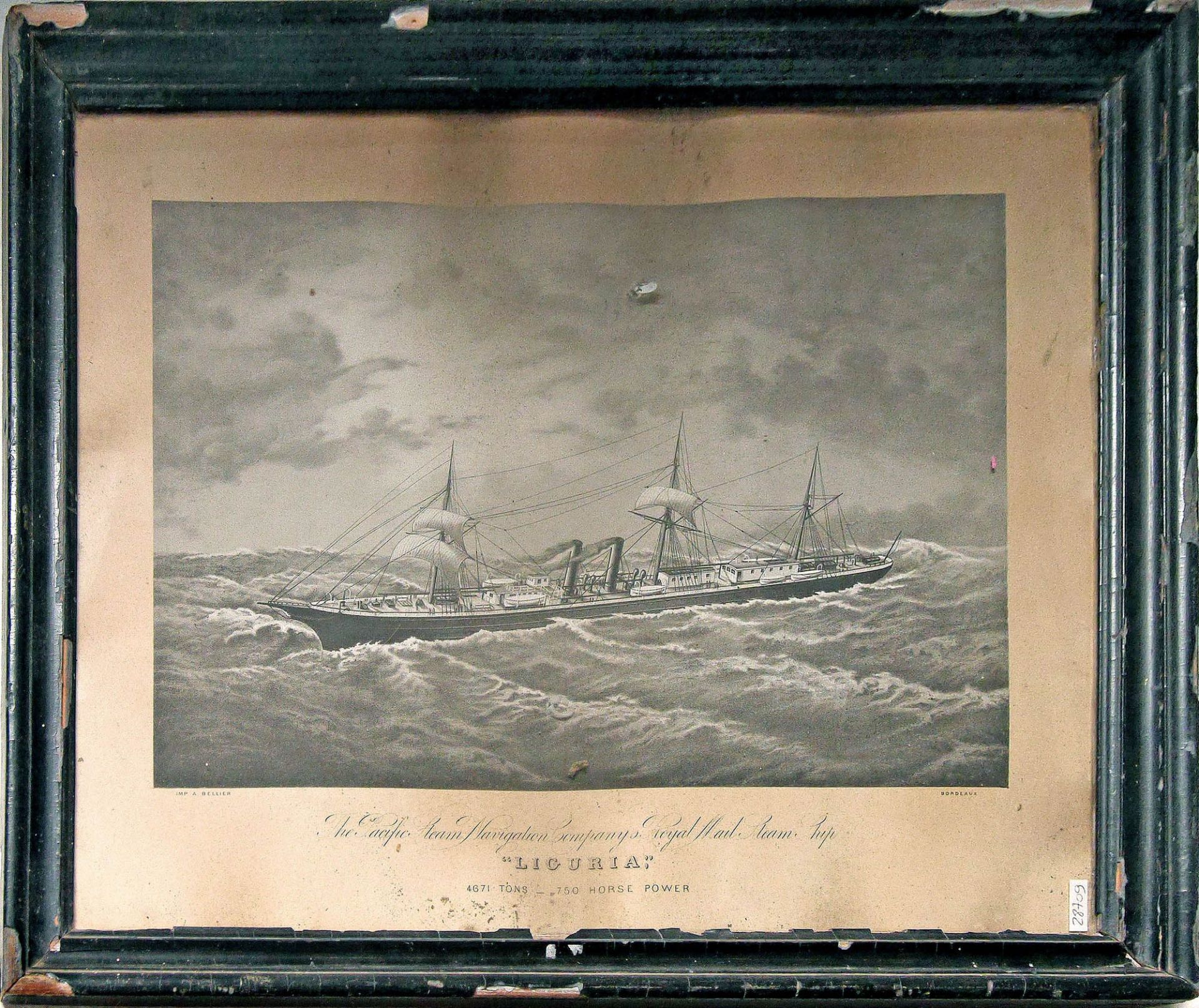 Schiffsporträt: Royal Mail Steam Ship Liguria, um 1880