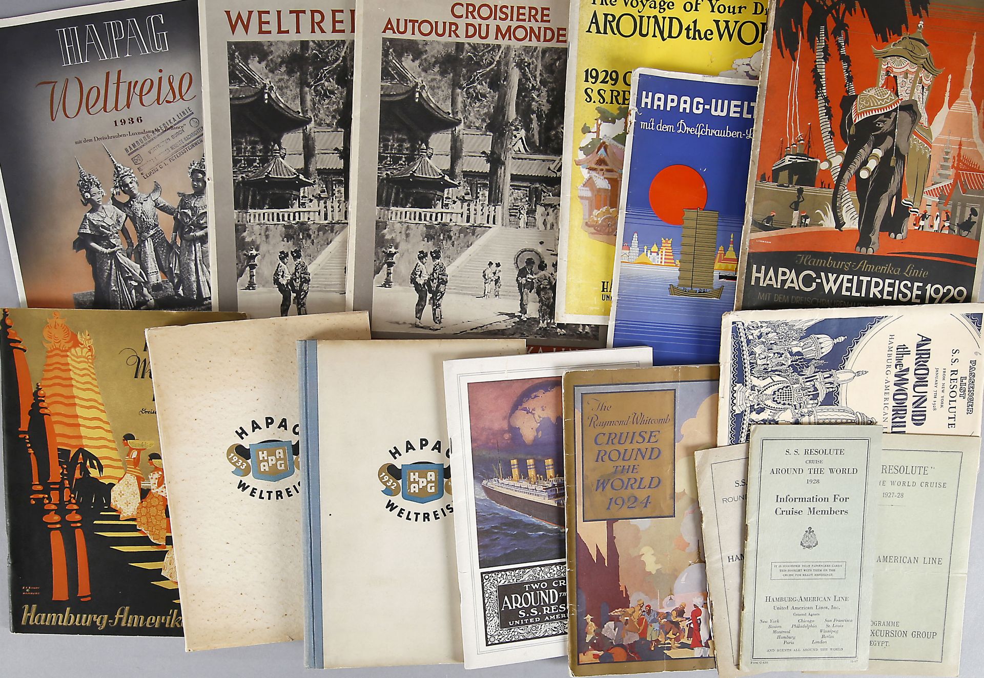 Konvolut 20 Broschüren der Reederei 'Hamburg-Amerika-Linie', Hamburg 1924-1936